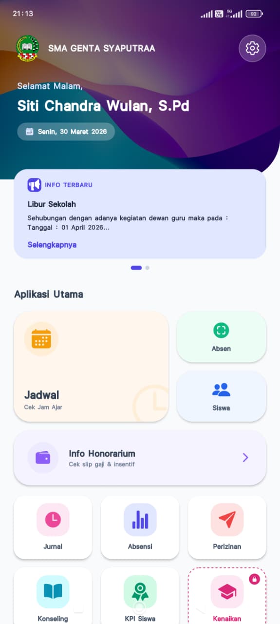 Tampilan Aplikasi Orang Tua/Siswa